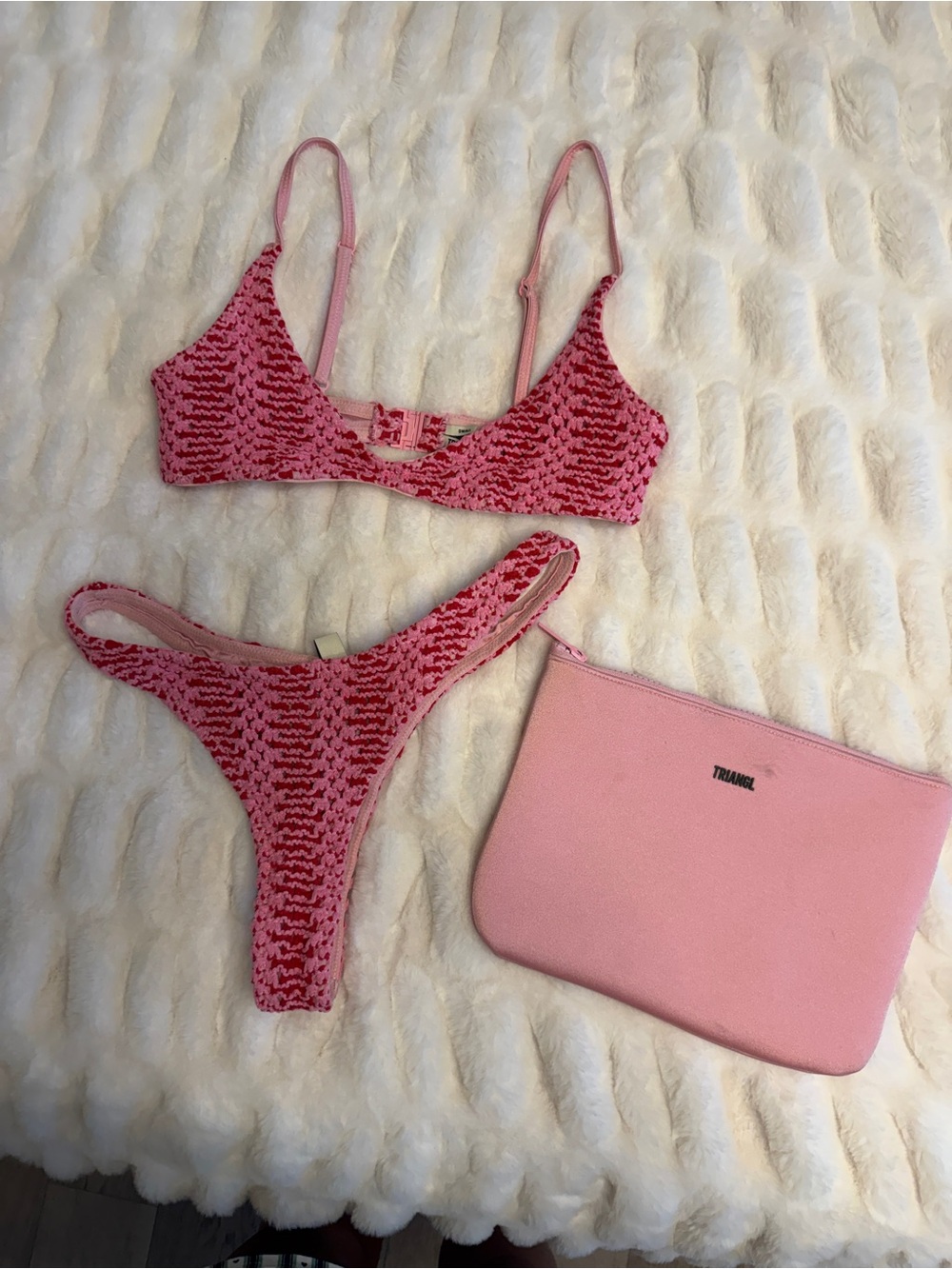 Triangl Pink Crochet-Style Bikini Top & Bottom Set